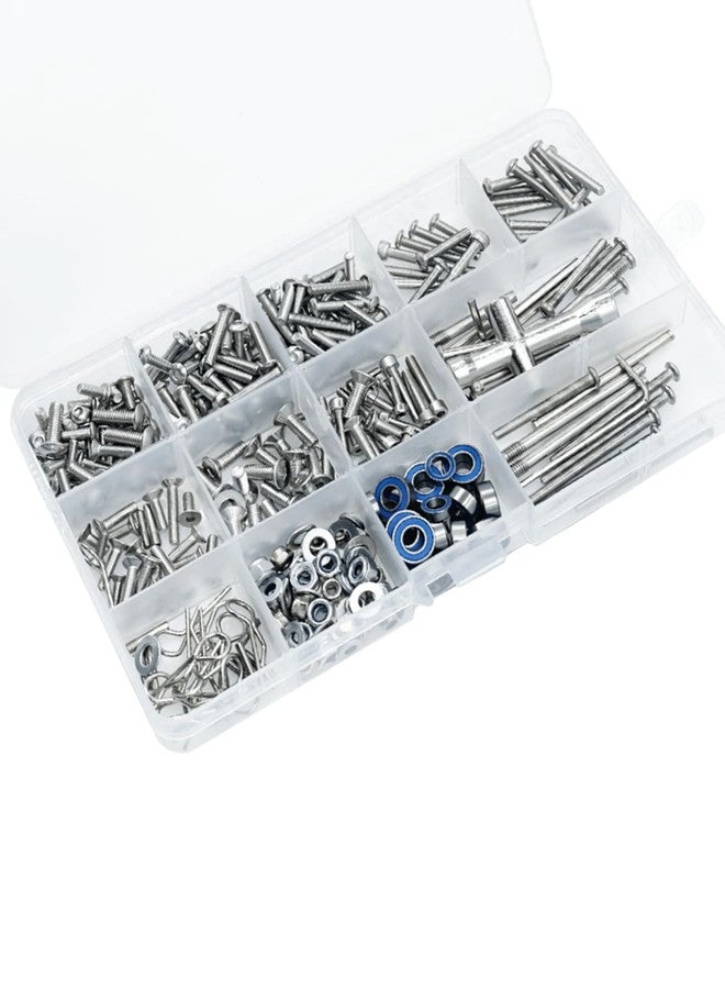 Rcarmumb Screw Kit Hardware Fasteners for 1/10 Slash,Stampede,Rustler,Hoss 2WD,Metal Steel Bearing Screw Kit Boxed Hops Up - Image 1